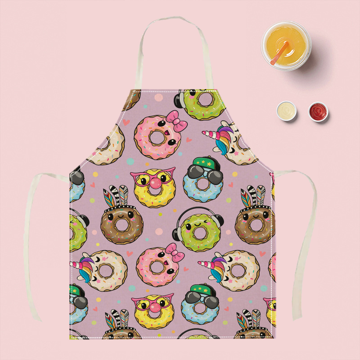 Kitchen Baking Ideas - 1pc かわいい漫画ドーナツエプロン面白いキッチンベーキングクッキングシェフエプロン女性男性子供用ノベルティギフトアイデアホームレストラン