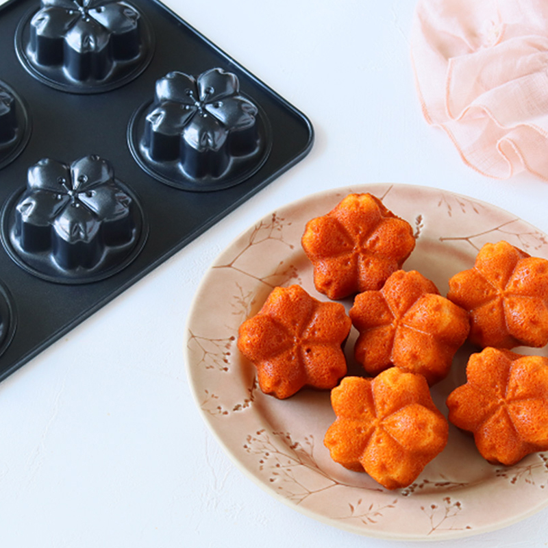 Bread Baking Kitchen Utensils - Flotta Sakura 6 キャビティベーキングパンノンスティックマフィントーストパンベーキング家庭用炭素鋼キッチン調理器具