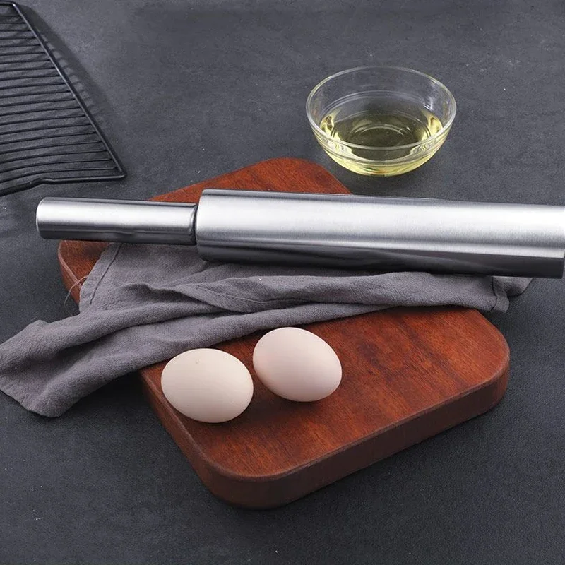 Kitchen Roller Baking - 家庭用ステンレス製麺棒 麺圧し器 餃子麺棒 キッチンベーキング用シームレスローラー麺棒