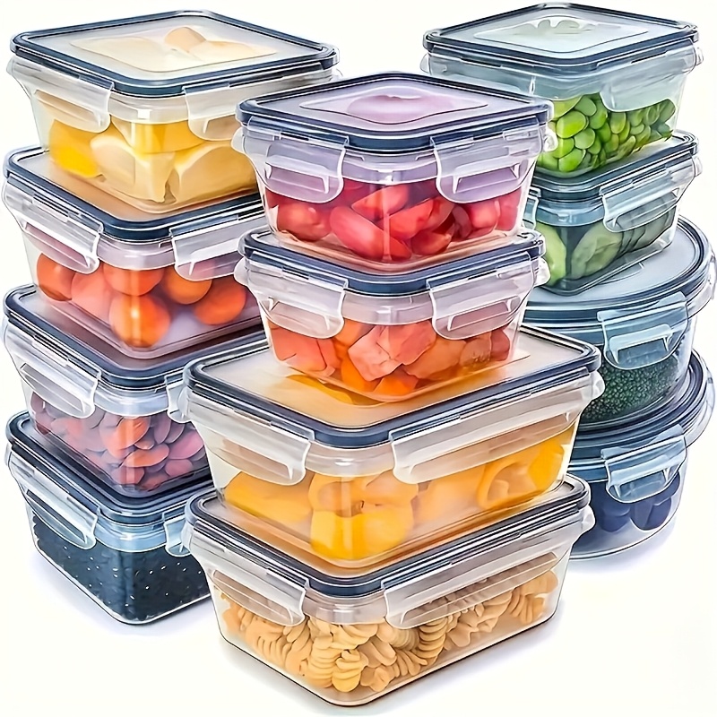 Kitchen Zo - 8個セットには、4つの容器と4つの蓋が含まれています。気密食品保存容器、キッチン冷蔵庫オーガナイザー、果物、野菜、キャンプ用。