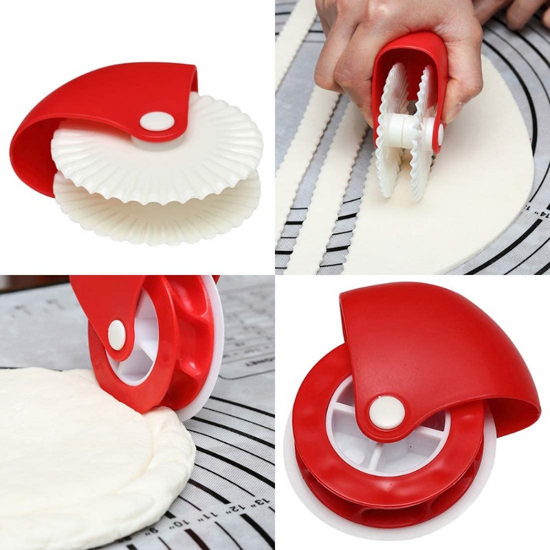 Kitchen Roller Baking - 1PC キッチンツールペストリーカッティングホイールピザロールエッジホイールローラー切断ベーキングツール手動ツイストホイールパスタカッター