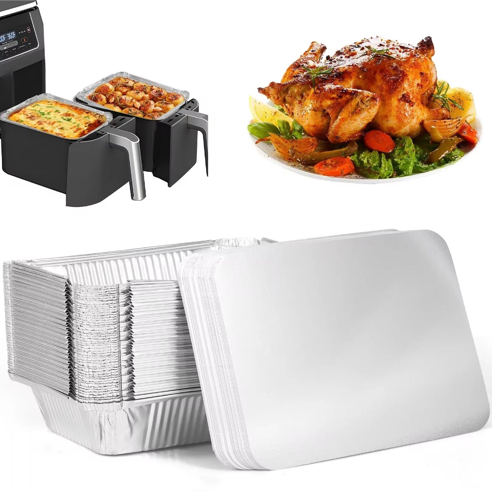 Kitchen Baking Tray - 10個入り 新品 蓋付き アルミホイルトレイ 正方形 ノンスティック