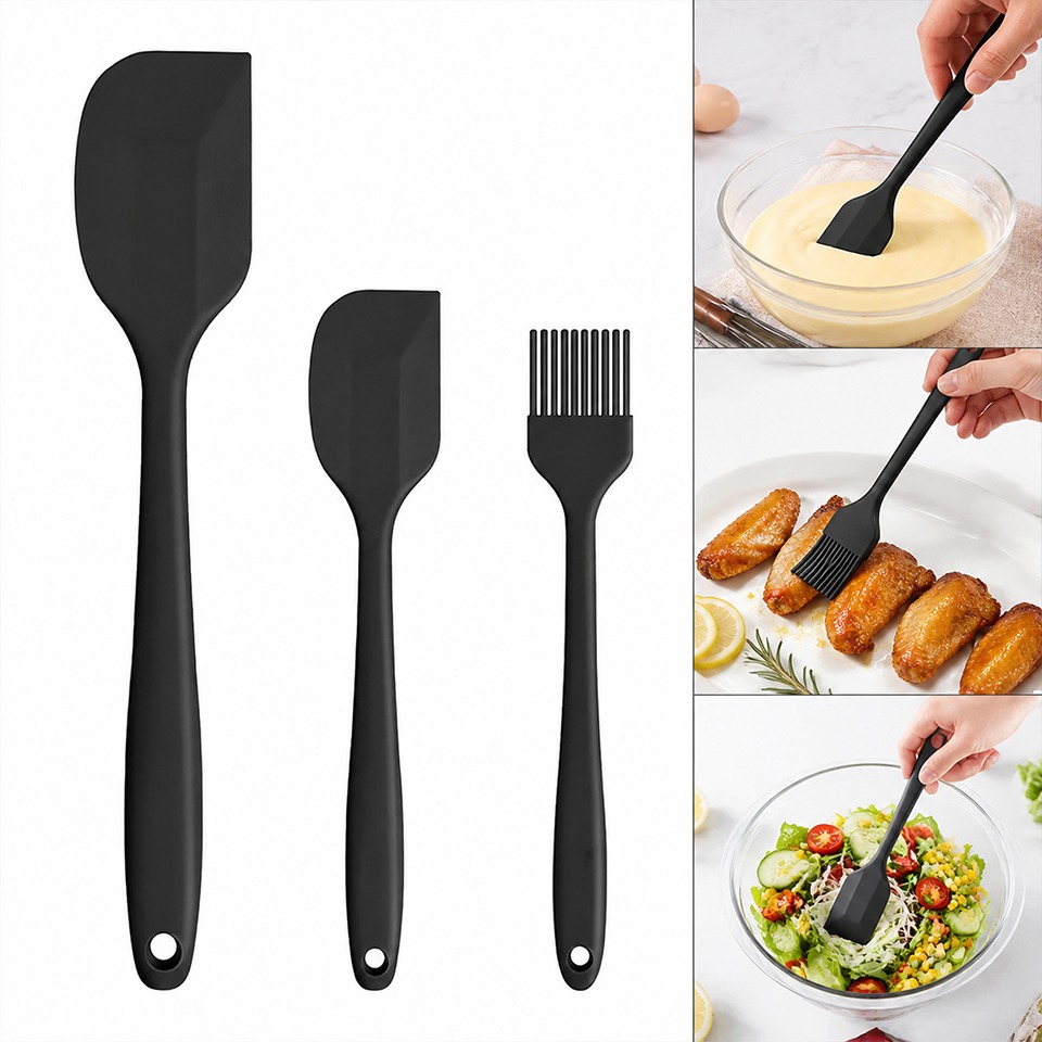 Bread Baking Kitchen Utensils - 3個入りシリコンスパチュラセット、ノンスティックキッチンスパチュラ、ベーキングツール、ケーキ、パンのスプレッダー、ジャムスクレーパー、ミキシング、調理器具