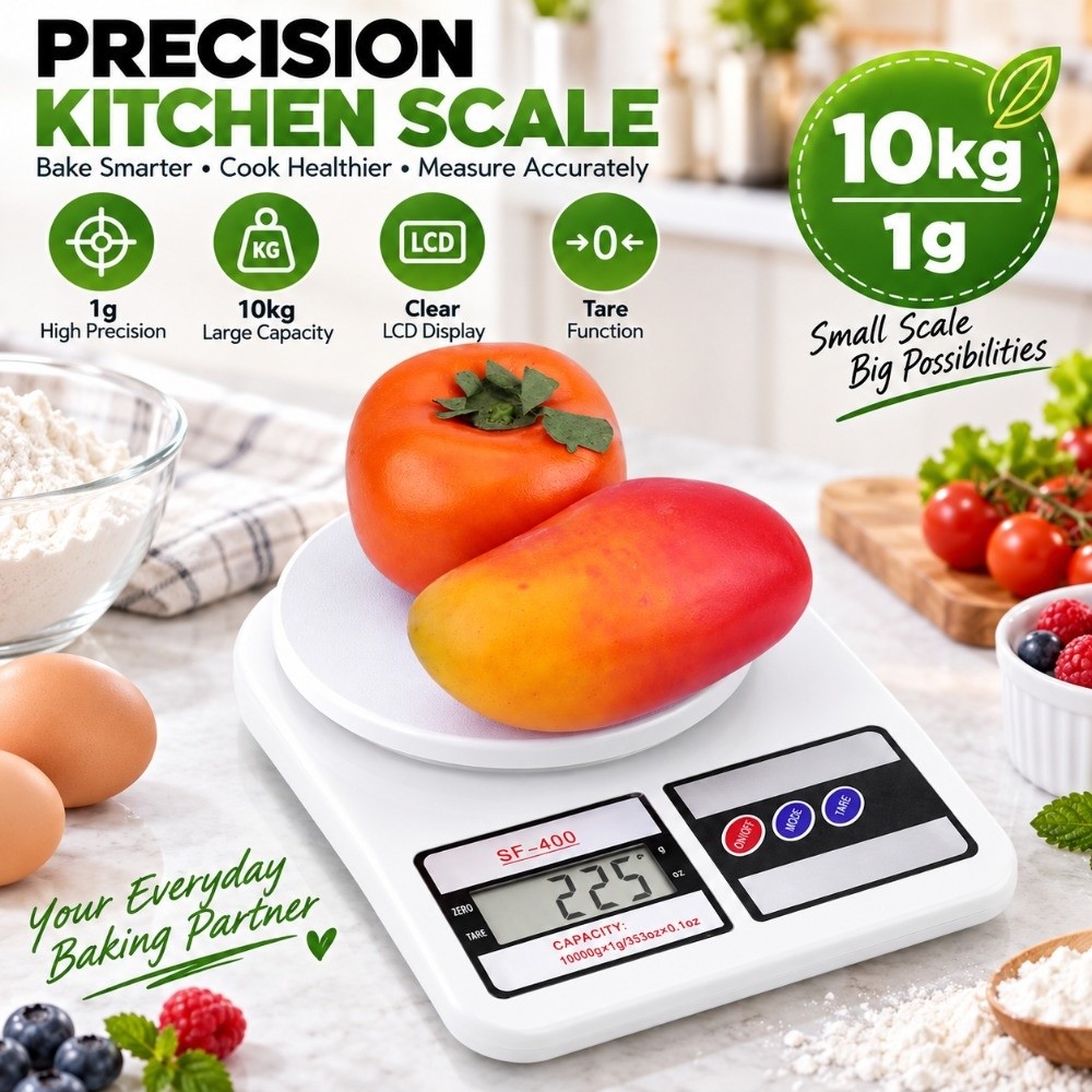 ABS製デジタルキッチンスケール、白色、10kgまで計量可能 - Kitchen Baking Unit のレビューと価格