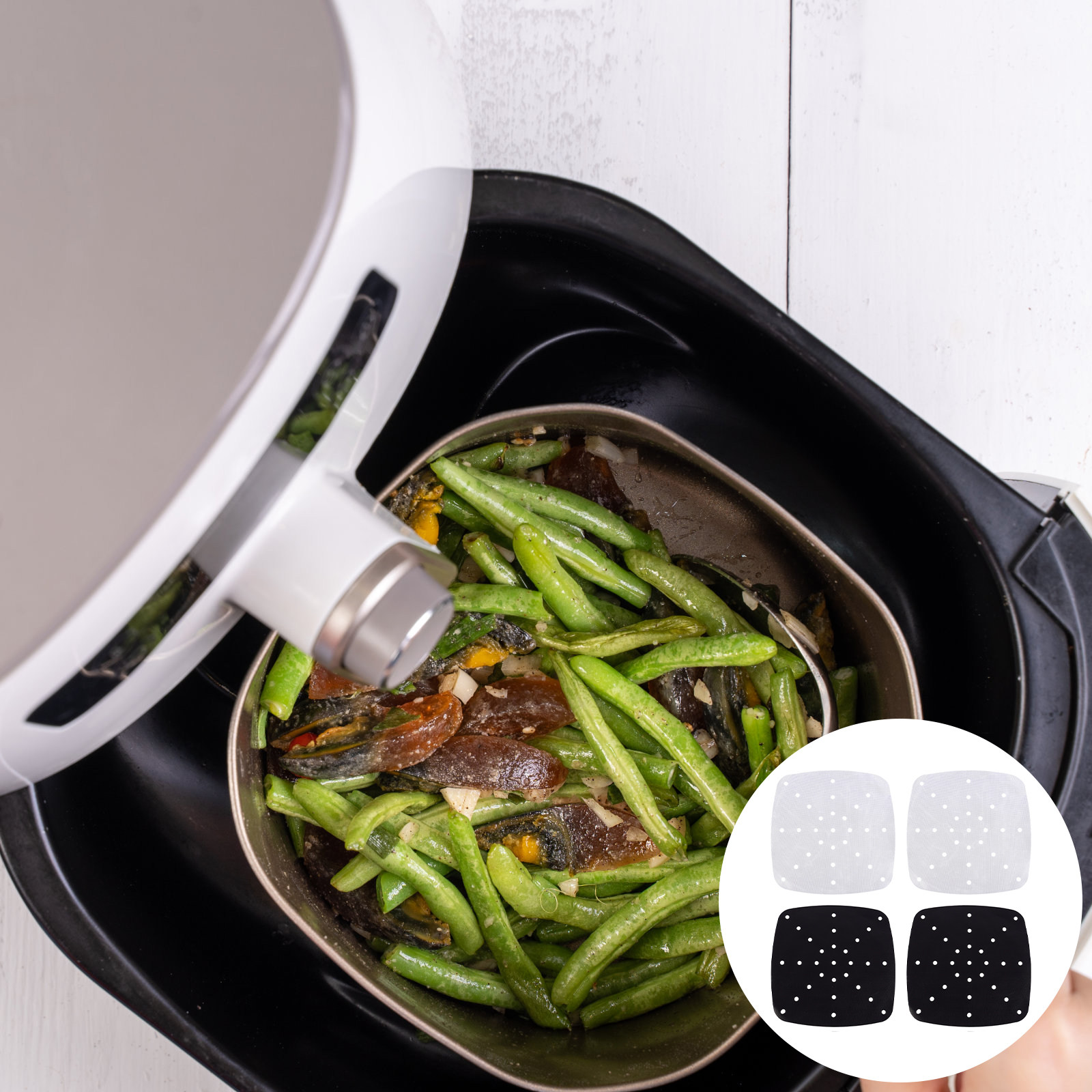 耐熱性エアフライヤーマット4枚セット。焦げ付き防止加工、蒸し - Kitchen Baking Mat のレビューと価格