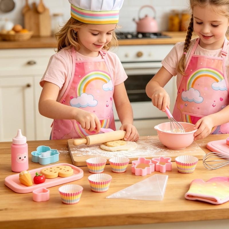 子供ベーキングエプロンセット手袋とコースター付きごっこ遊びキ - Kitchen Kids Baking Set のレビューと価格