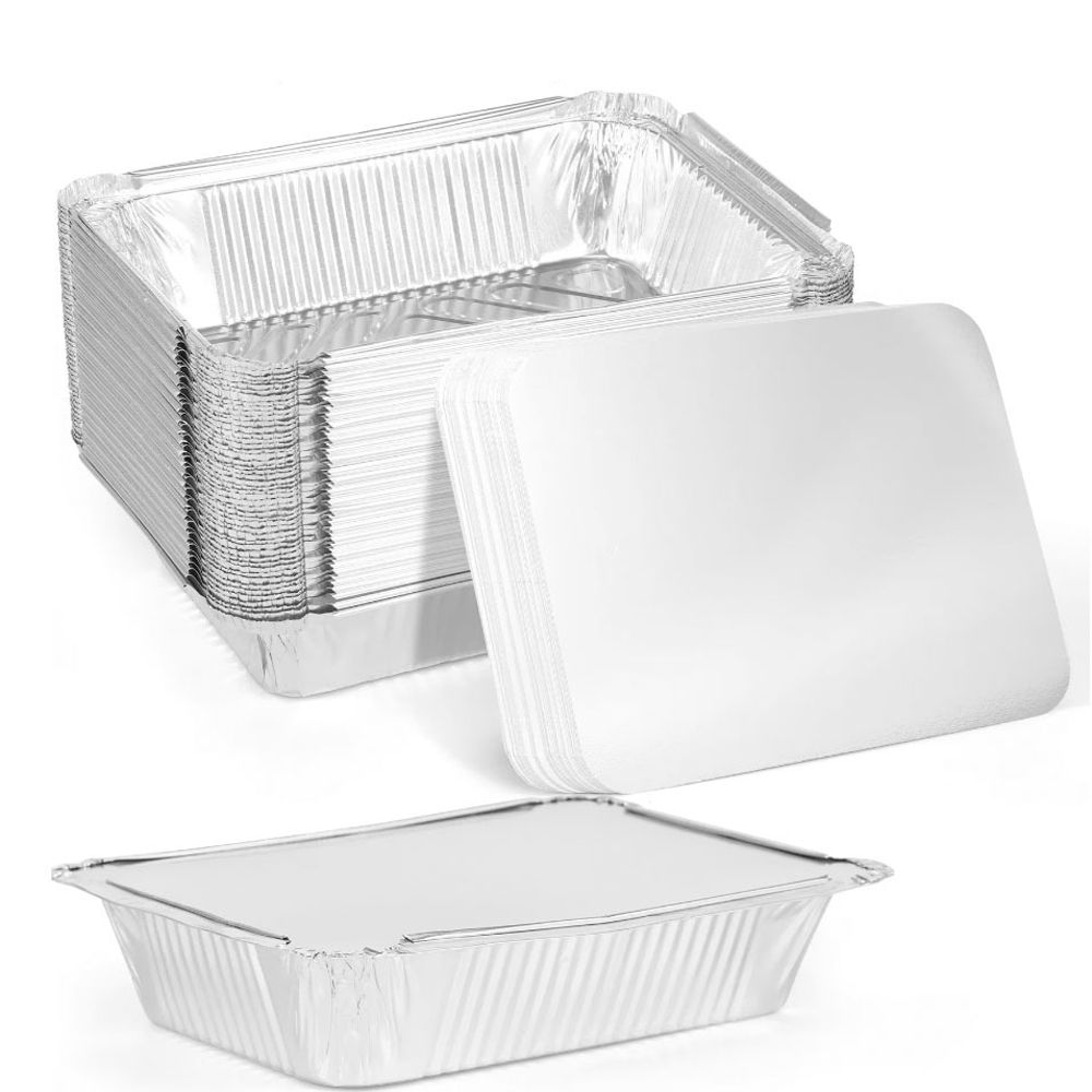 10 個新蓋付きアルミ箔トレイ正方形ノンスティック箔食品容器 - Kitchen Baking Tray のレビューと価格