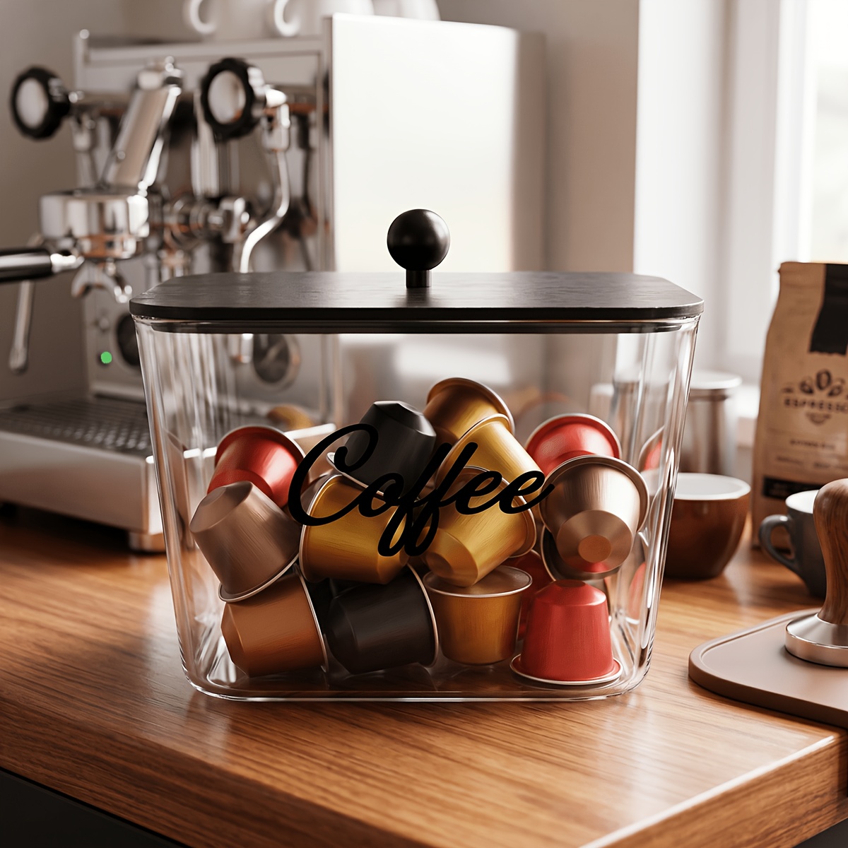 蓋付きコーヒーポッドホルダー プラスチック製収納ボックス K - Kitchen Zo のレビューと価格