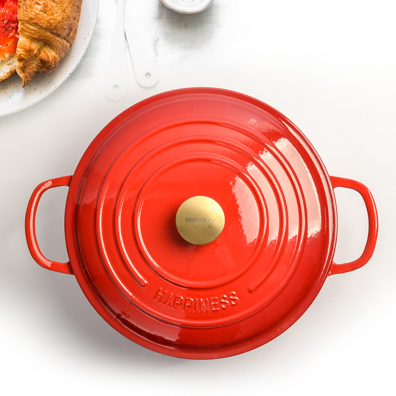 30 センチメートルエナメル鋳鉄ラウンドダッチオーブン焙煎パ - Bread Baking Kitchen Utensils のレビューと価格