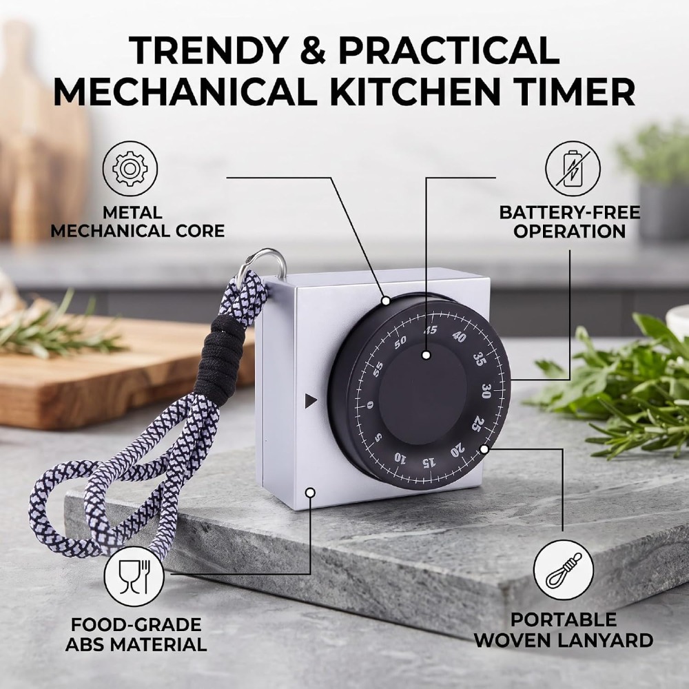 耐久性のある60分機械式巻き上げタイマー、大音量アラーム、電 - Baking Kitchen Set Up のレビューと価格