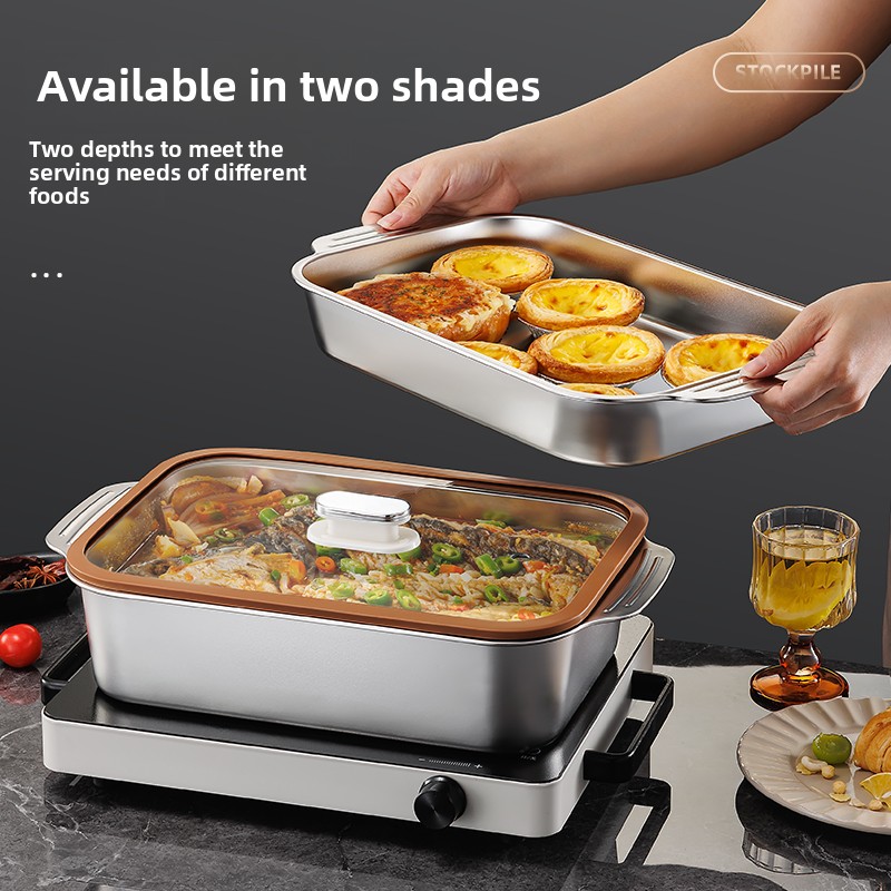 食品グレードのステンレス鋼製ベーキングパン、蓋付きケーキ焼き - Kitchen Baking Tray のレビューと価格